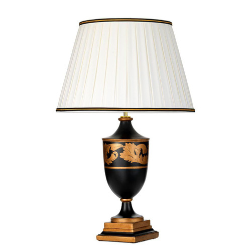Flambeau Narbonne Black and Gold with Ivory Shade Table Lamp 