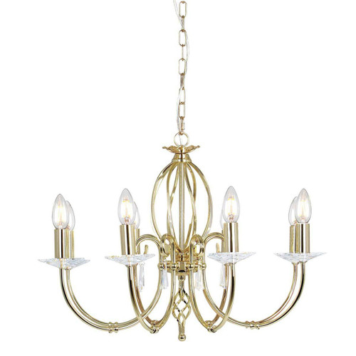 Elstead Lighting Aegean 8 Light Polished Brass Chandelier Pendant Light 