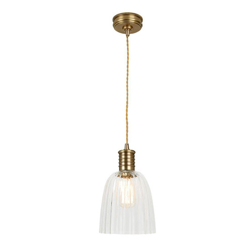 Elstead Lighting Doullie Antique Brass Pendant Light 