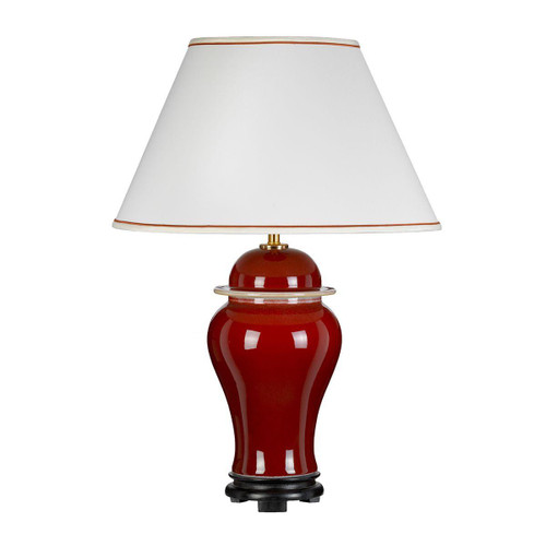 Flambeau Oxblood Red Temple Jar with Shade Table Lamp 