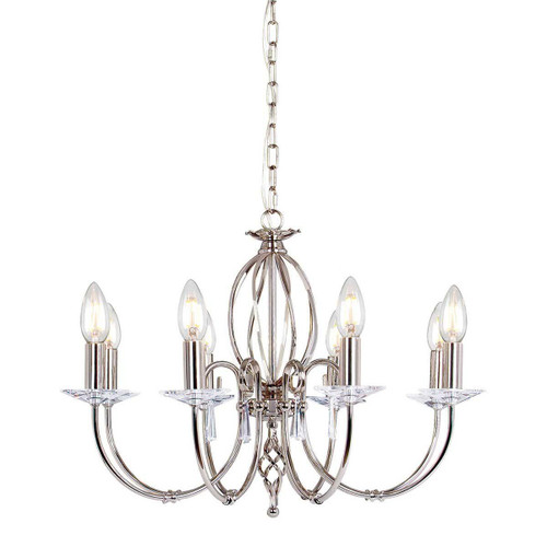 Elstead Lighting Aegean 8 Light Polished Nickel Chandelier Pendant Light 