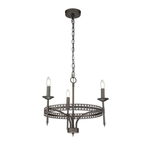 Elstead Lighting Crown 3 Light Iron Gate Chandelier 