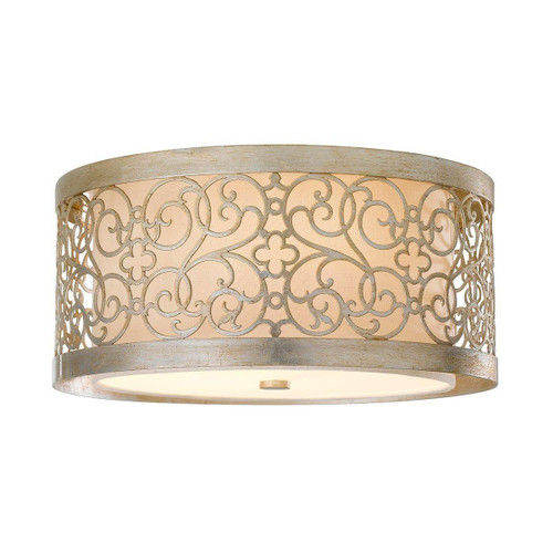 Flambeau Arabesque 2 Light Silver Leaf Patina Flush Ceiling Light 