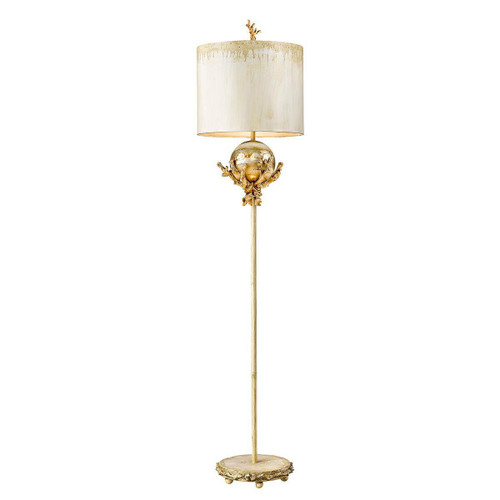 Flambeau Trellis Putty Patina and Silver Leaf Floor Lamp 