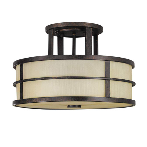 Flambeau Fusion 3 Light Grecian Bronze Semi Flush Ceiling Light 