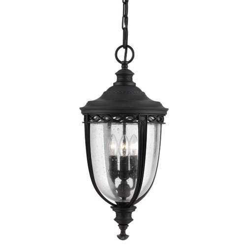 Flambeau English Bridle 3 Light Black 27cm IP44 Pendant Light 
