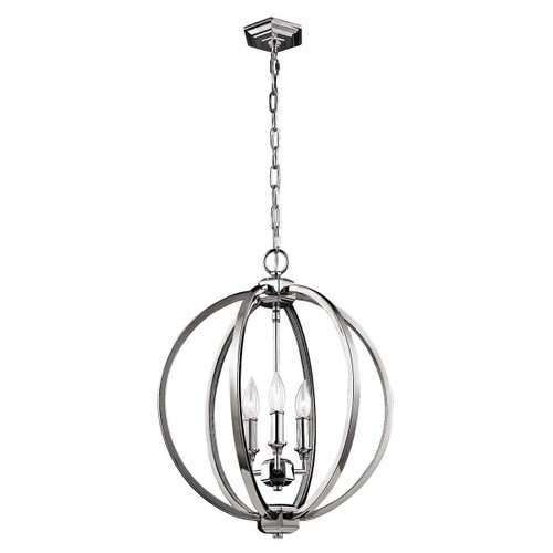 Flambeau Corinne 3 Light Polished Nickel 43cm Pendant Light 