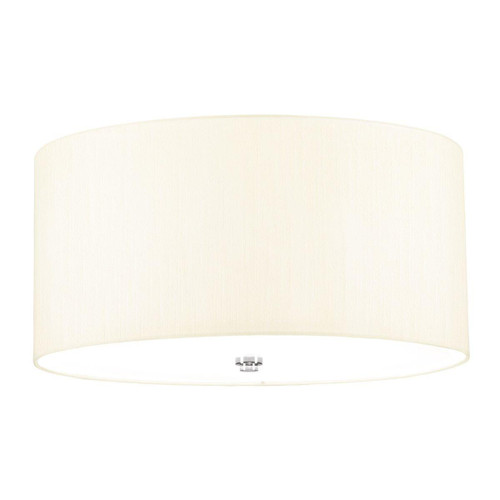 Flambeau Fletcher 3 Light Polished Chrome 45cm Shaded Flush Ceiling Light 