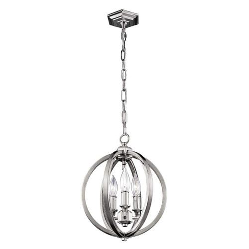 Flambeau Corinne 3 Light Polished Nickel 28cm Pendant Light 