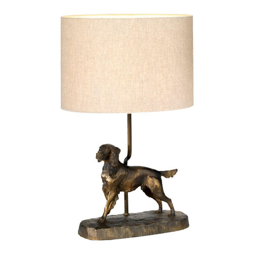 Flambeau Rufus Bronze Patina with Natural Hessian Shade Table Lamp  Flambeau Rufus Bronze Patina with Natural Hessian Shade Table Lamp
