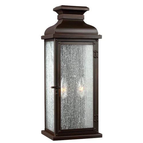 Flambeau Pediment Dark Aged Copper 46cm IP44 Wall Light 