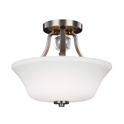 Flambeau Evington 2 Light Satin Nickel Semi Flush Ceiling Light 