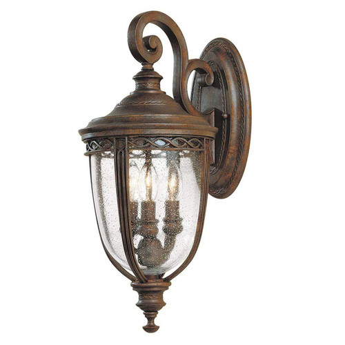 Flambeau English Bridle 3 Light British Bronze 22cm IP44 Wall Light 