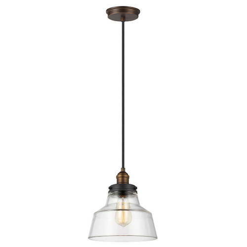 Flambeau Baskin Aged Brass and Zinc Bell Pendant Light 
