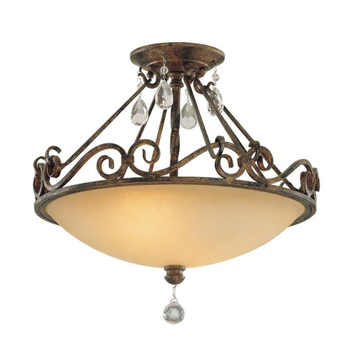Flambeau Chateau 2 Light Mocha Bronze Semi Flush Ceiling Light 
