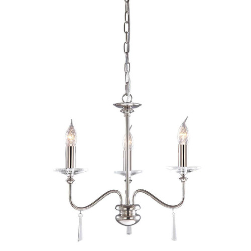 Elstead Lighting Finsbury Park 3 Light Polished Nickel Chandelier 