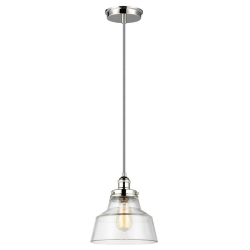 Flambeau Baskin Polished Nickel Bell Pendant Light 