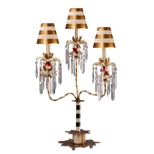 Flambeau Birdland 3 Light Black and White with Crystal Table Lamp 
