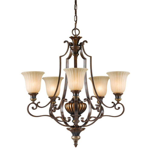 Flambeau Kelham 5 Light Hall Firenze Gold and Bronze Chandelier 