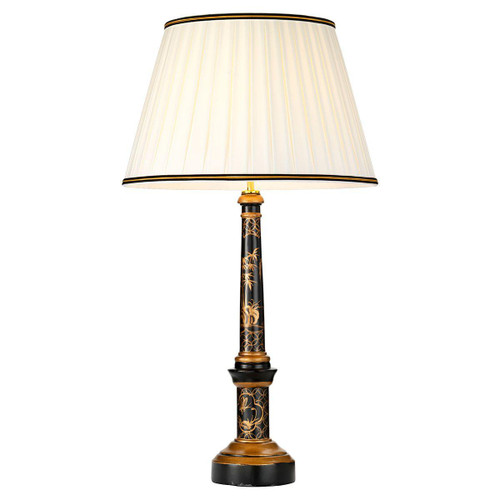 Flambeau Strasbourge Black and Gold with Ivory Shade Table Lamp 
