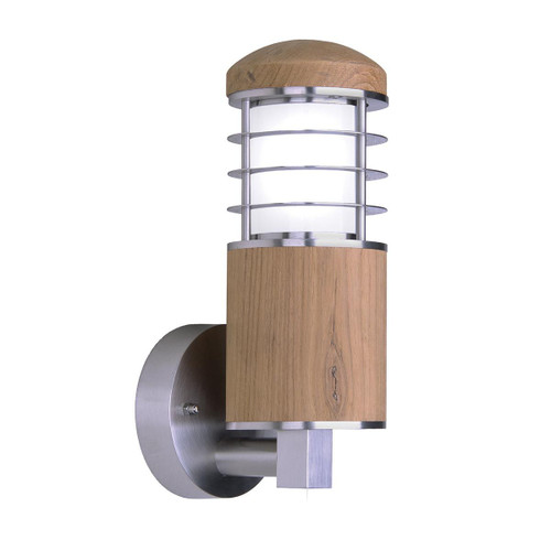 Poole Teak and Stainless Steel IP44 Wall Light