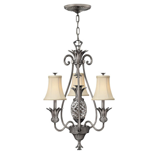 Plantation 3 Light Polished Antique Nickel Chandelier