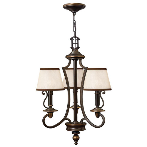 Plymouth 3 Light Olde Bronze with Organza Shades Chandelier