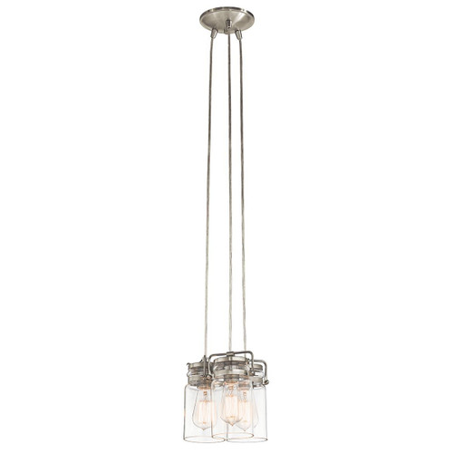 Brinley 3 Light Brushed Nickel Cluster Pendant Light