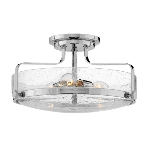 Harper 3 Light Polished Chrome with Clear Diffuser 46cm Semi Flush Ceiling Light