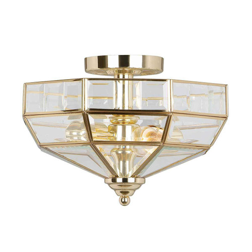 Elstead Lighting Old Park 2 Light Polished Brass Semi Flush Ceiling Light 