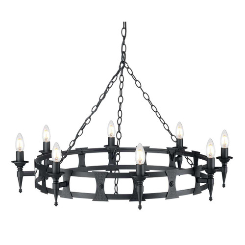 Elstead Lighting Saxon 8 Light Black Chandelier 