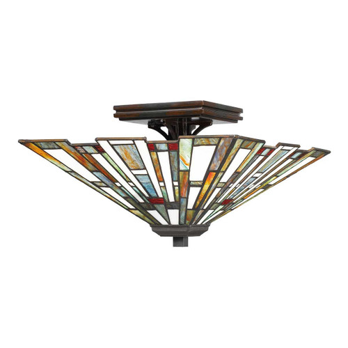 Quoizel Maybeck 2 Light Valiant Bronze Tiffany Flush Ceiling Light 