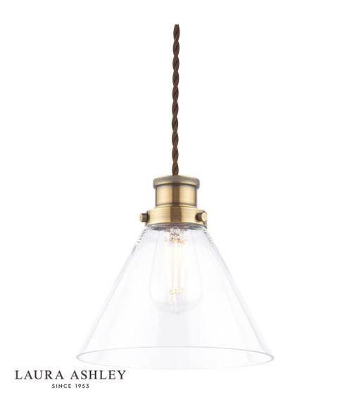 Laura Ashley Lighting Isaac Antique Brass with Glass Easy Fit Pendant Light 