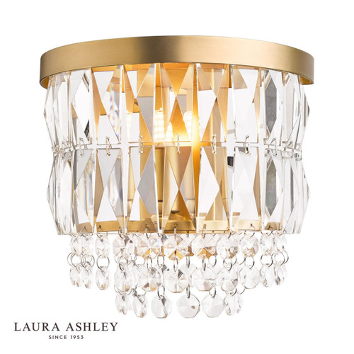 Laura Ashley Lighting Rhosill Matt Antique Brass with Crystal Wall Light 