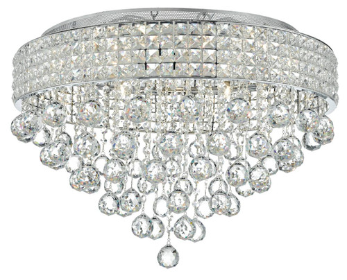 Matrix 9 Light Polished Chrome and Crystal Flush Ceiling Light