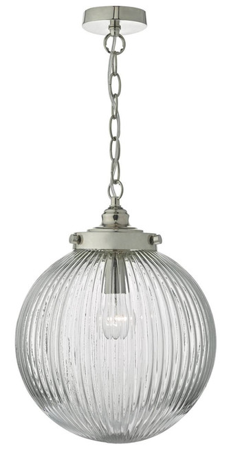 Tamara Satin Nickel and Ribbed Glass Pendant Light