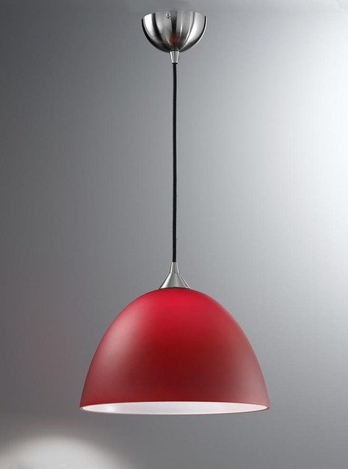 Franklite Vertoss Satin Nickel with Red Shade 35cm Pendant Light 