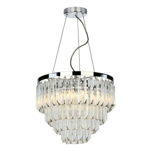 Dar Lighting Fame 5 Light Polished Chrome with Crystal Glass Chandelier