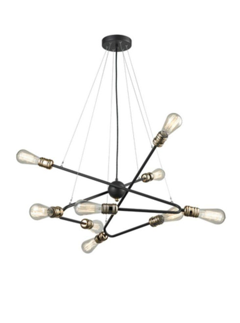 Franklite Triptych 9 Light Rich Brown with Brass Pendant Light 