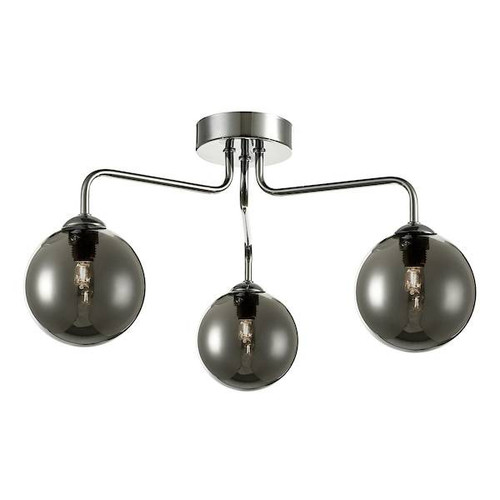 Dar Lighting Feya 3 Light Polished Chrome with Smoked Glass Semi Flush Ceiling Light