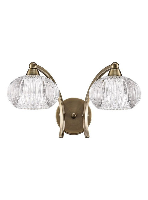 Franklite Ripple 2 Light Bronze with Ribbed Glass Wall Light 