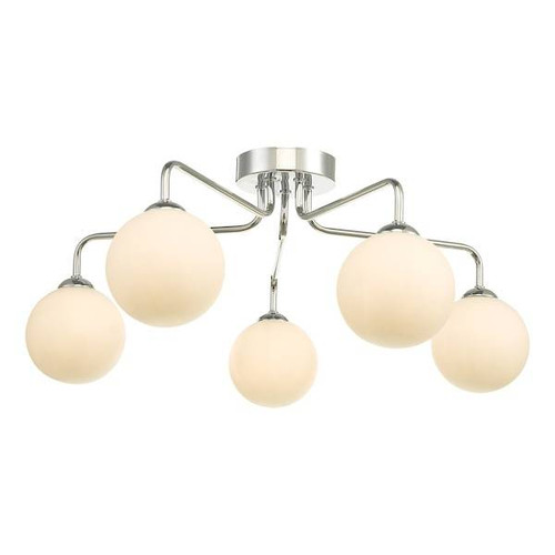 Dar Lighting Feya 5 Light Polished Chrome with Opal Glass Semi Flush Ceiling Light