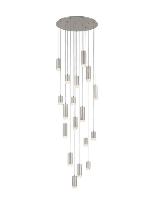 Franklite Cordelia 18 Light Brushed Satin Nickel Cluster Pendant Light 