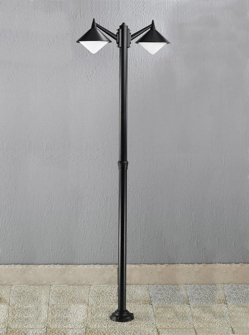Franklite Sera 2 Light Matt Black with Opal Diffuser IP43 Lamp Post 