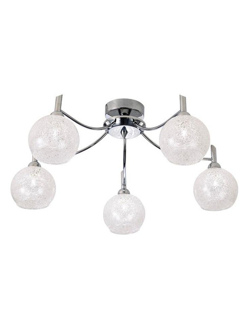 Franklite Chrysalis 5 Light Chrome with Crystal Lined Glass Semi Flush Ceiling Light 