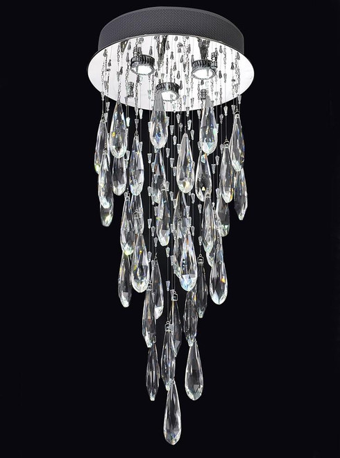 Franklite Shimmer 3 Light Chrome with Crystal Semi Flush Ceiling Light 