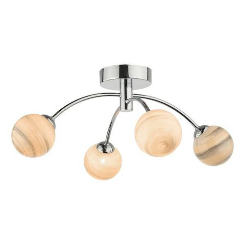 Dar Lighting Izzy 4 Light Polished Chrome with Planet Glass Semi Flush Ceiling Light