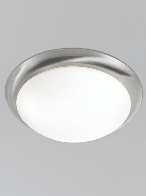 Franklite Circular 2 Light Satin Nickel with Matt White Diffuser Flush Ceiling Light 