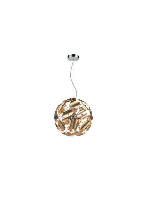 Franklite Ormolu 5 Light Brush Gold and Chrome Pendant Light 