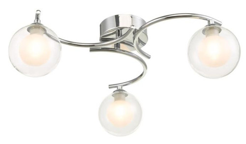 Dar Lighting Nakita Polished Chrome with Opal and Clear Glass Semi Flush Ceiling Light